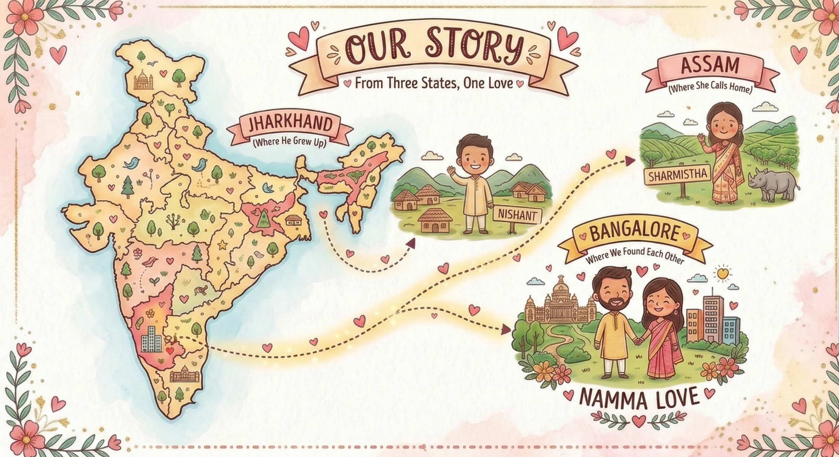 Our Story — From Three States, One Love: Jharkhand, Assam, and Bangalore